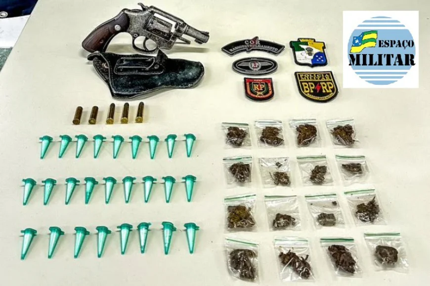 BATALHÃO DE RADIOPATRULHA APREENDE ARMA DE FOGO E ENTORPECENTES NO PARQUE SÃO JOSÉ EM NOSSA SENHORA DO SOCORRO.