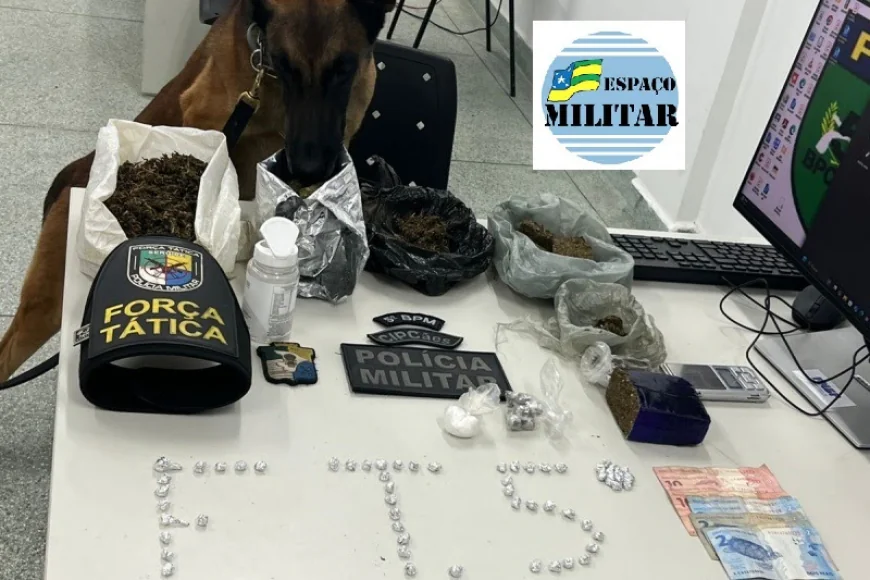 POLICIAIS MILITARES DO 5º BATALHÃO E DA CIPCÃES PRENDEM INFRATOR POR TRÁFICO DE DROGAS EM NOSSA SENHORA DO SOCORRO.