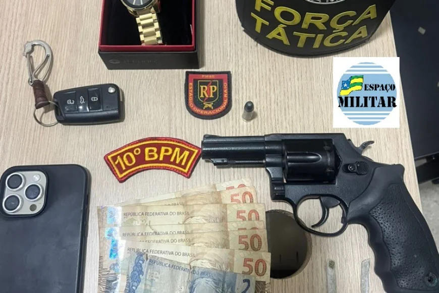 10º BATALHÃO PRENDE DUPLA POR PORTE ILEGAL DE ARMA DE FOGO EM NOSSA SENHORA DAS DORES.